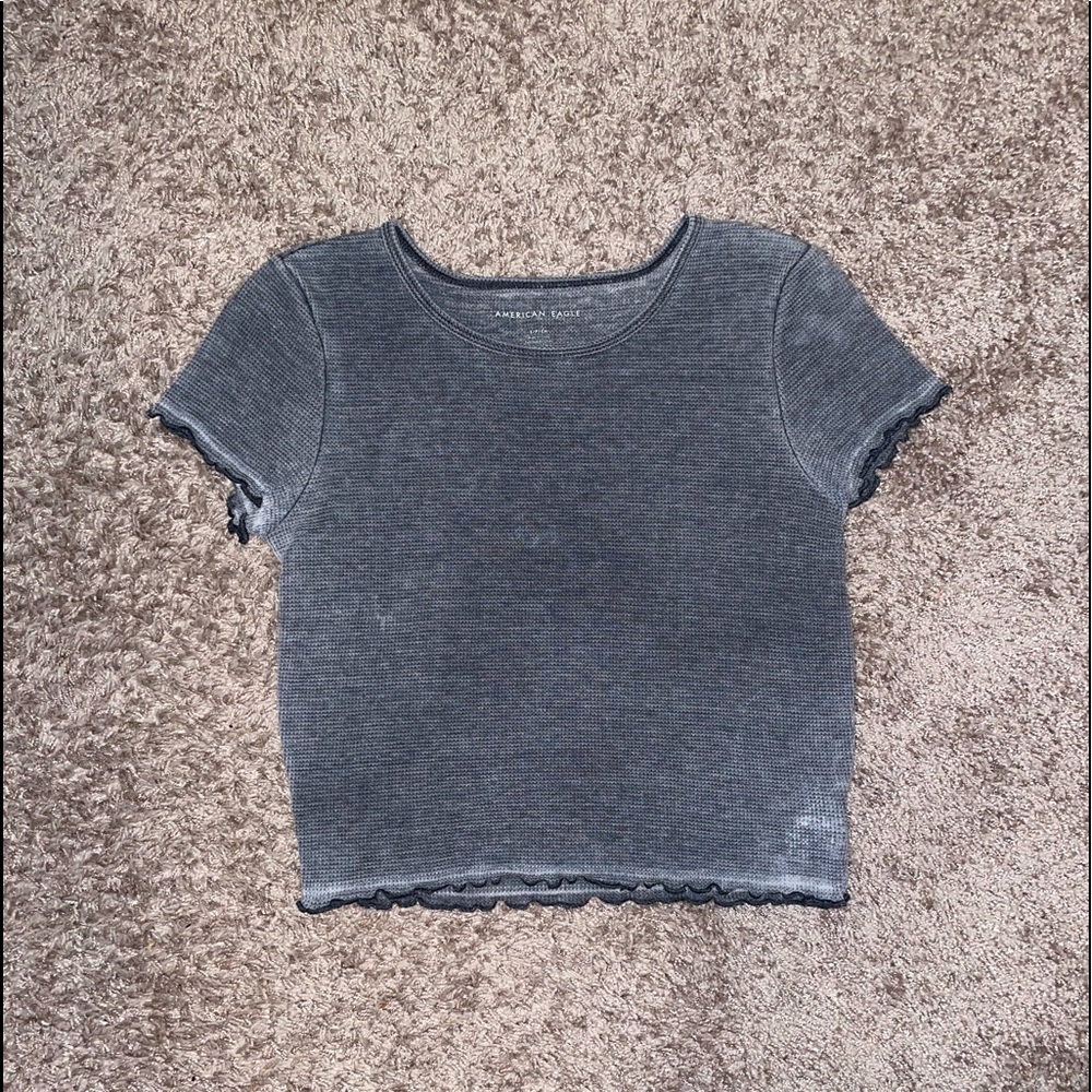 American Eagle Washed Black Waffle Tee